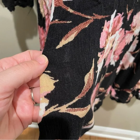 American Rag Floral Black Lace Trim Long Sleeve Dress Women’s Size XXL - Picture 9 of 9